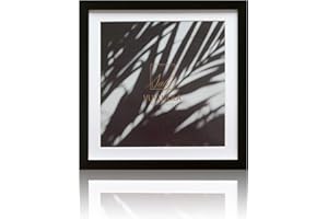 VUVUZULA Square Picture Frames 12x12 Inch Black Photo Frame with Mount for 10x10 Inch Photo with Real Glass for Wall