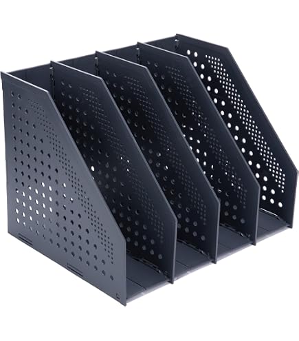 Porte-revues Triangulaire Métal - Lot De 4 - 9 Compartiments - 28x17,8x17 Cm - Organisateur Bureau - 3