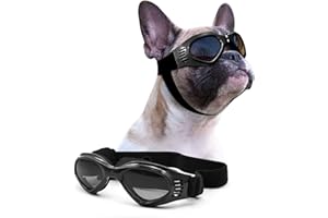 Namsan Hundebrille Verstellbarer Riemen Schutzbrille für Hunde Wasserdicht Winddicht Hunde Sonnenbrille -Schwarz