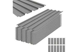 Outsunny Lot de 12 Panneaux en Acier galvanisé Résistant aux Intempéries, Gris Clair, dim. d'un Panneau 129L x 45l cm