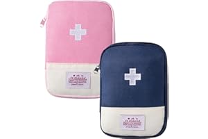 ZIMOHE 2 Pièces Sac de Rangement de Médicaments,Trousse de Premier Secours Vide,Mini Kit portatif Trousse Secours,Trousse de Médecine Sac d'Urgence de Grande Capacité pour Maison, Bureau (Bleu + Rose)
