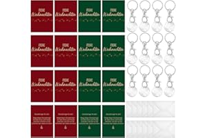 Otuuz 12 Set Weihnachten Kollegen Geschenk 12 Weihnachten Einkaufswagenchip Schlüsselanhänger Glücksbringer Einkaufschip 12 Weihnachtskarten und 12 Umschlag für Kollegen Freund Mitarbeiter Team Lehrer