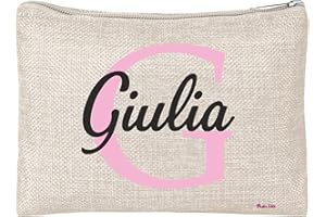 REGALI PAZZA IDEA Pochette Donna bustina porta oggetti Astuccio scritta nome Personalizzabile iniziale idea regalo gadget (Giulia)