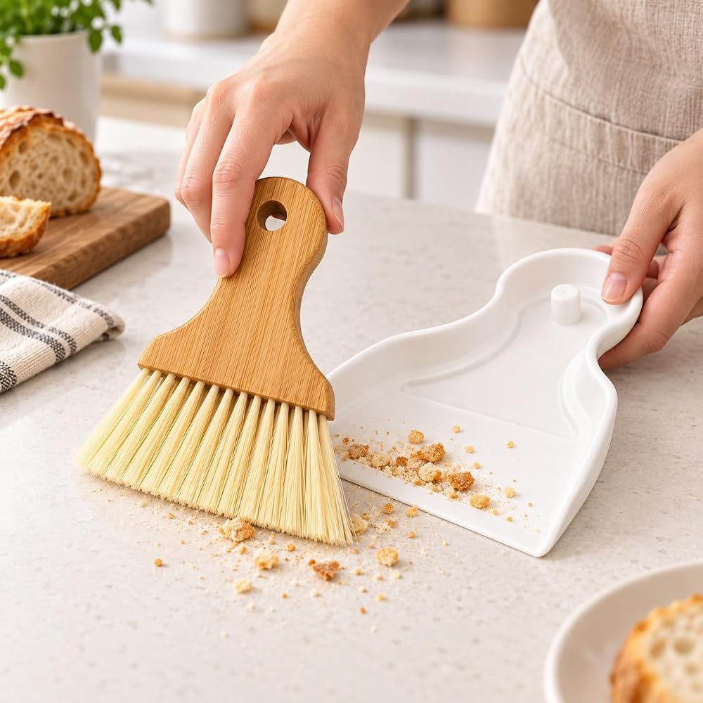Deconox Mini Faraş ve Fırça Takımı, Masa ve Tezgâh Üstü Kırıntı Temizleme Seti, Birlikte Saklama Tasarımı, 18 x 12,5 cm (ASORTİ)
