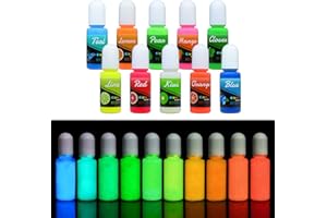 DECORROM Colorante Resina Epossidica UV Fluorescente - Resina Epossidica UV Liquida Trasparente Colorare per Gioielli Fai da te e Creazioni Artistiche - Pigmenti Resina Autoilluminante per Pitturai - 10ml