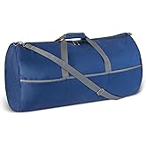 Amazon Essentials 32.5" Extra Large Folding Nylon Travel or Storage Bag with Zipper Pockets, 150L, 50 lbs Capacity, Navy Blue