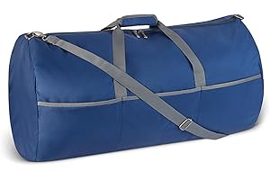 Amazon Essentials Macuto de Nailon Plegable Extragrande de 82,3cm para Viajes o Almacenamiento con Bolsillos con Cremallera, 150L, Capacidad de 22,68kg, Azul Marino (anteriormente Amazon Basics)