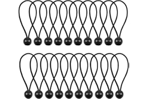 Fodlon Bungee sznurki, opaski na plandekę 20 szt. elastyczny sznurek do owijania czarna lina elastyczna sznurki bungee sznur do plandeki kulkowej regulowany pasek bungee do namiotu, kempingu, artykułów gospodarstwa domowego, baldachimów, flag