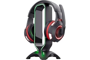 Trust Gaming GXT 265 Cintar RGB Headset Halterung, Kopfhörer Ständer, 2 USB-Anschlüsse, Passend für Alle Headsets, Kopfhörer Halter mit LED-beleuchtete Ränder - Schwarz