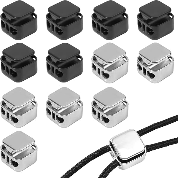 12 Stuks Koordstoppers 2 Gaten Koord Stopper Veerkoordsloten, Legering Koordklem Metalen koordsloten Voor Trekkoord, Koordstopper, Koordklem voor Kleding, Schoenen, Shorts, Rugzak, Trekkoord