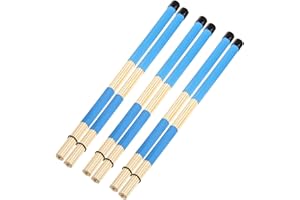 YOUEON 3 Pair 16 Inch Bamboo Hot Rods Drumsticks, Constructed of 19 Bamboo Dowels, 5A Drum Sticks for Jazz, Rock Band, Folk, Small Venue and Acoustic Performance, Low Volume, Blue