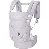 Marsupio neonati ergonomico, Porta-Bebè 4 Posizioni con cappuccio regolabile, da 4 mesi a 18 kg. Marsupio bimbo imbottito pos