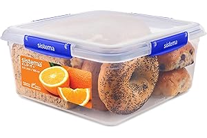 Sistema KLIP IT PLUS Food Storage Container | 5.5 L Square | Airtight, Stackable & Nestable Meal Prep Container with Lid | School Lunch Box | BPA-Free | 1 Count