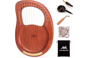 AKLOT Lyre Harp,16 Metal Strings Mahogany Lye Harp with Tuning Wrench Pick up och Black Gig Bag