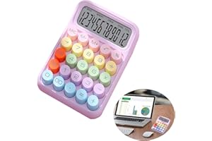 IHMEIJU Colorful Calculator, Candy-Colored Electronic Desktop Calculators with 12Digit Large LCD Display and Big Round Buttons, Typewriter-Inspired Mechanical Key Calculator for Office,School, Home, Business