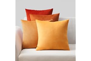 Topfinel 4 Piezas Fundas de Cojiness Sofa 40x40 Decorativa Hogar Cojines Amarillo de Terciopelo para Silla de Cocina Salon Cama Jardin Dormitorio Fundas de Cojin Modernos Serie Colores Amarillo