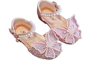 HAOLEI Zapatos de Princesa para Niñas,Zapatos de Tacón con Lentejuelas Purpurinas para Niñas Elegante Sandalias de Vestir con Mariposa de Diamante Zapatillas de Baile para Vestir Fiesta Cumpleaños Boda