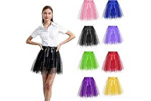 EQWIGKEIT Pailletten Tüllrock Damen Festlich Glitzer Rock Retro Tutu Damen Ballett Tanzrock Kurz Tütü Rockabilly Petticoat 80er Tüll Unterrock Tanzkleid A-Linie Karneval Kostüm