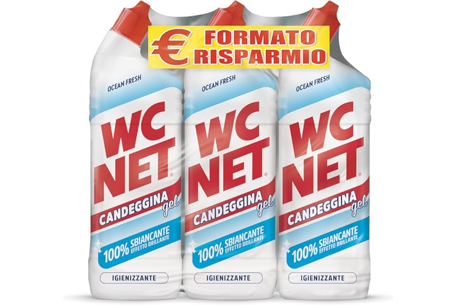 Wc Net - Bleach Gel Extra White, Sanitary and Surface Cleaner, Ocean Fresh Fragrance, 700 ml x 3 Packs