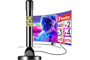SZKALAK Antenne TV Intérieure avec Amplificateur de Signal – Base Magnétique Puissante – Réception 360° – Compatible Smart TV/DVB-T2 – Prend en Charge 4K / Full HD – Câble Coaxial 5 m Inclus