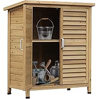 Outsunny Casetta da Giardino in Legno di Abete, Capanno Attrezzi con Tetto in Bitume Impermeabile, 87x46.5x96.5cm