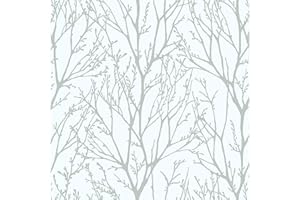 CiCiwind Self Adhesive Wallpaper Grey Tree Contact Paper Peel and Stick Wallpaper 39×500cm Thicken Sticky Back Plastic Removable Wallpaper Waterproof Living Room Bedroom Wall Cabinets Vinyl Wrap