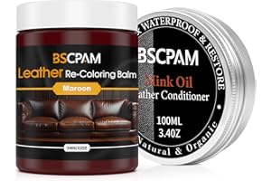 BSCPAM Leather Recoloring Balm - Mink Oil, Leather Restore Cream and Leather Repair Kit for Restoration Furniture, Couches, Leather Restore Kit for Worn Out, Color Fading, Scratches -Light Brown