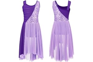 Doomiva Lyrical Dance Dress for Girls Ballet Dance Leotard Dress Contemporary Performance Costume Camisole