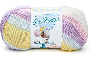 Lion Brand Yarn 100 Percent Acrylic Ice Cream Yarn, Cotton Candy,10.89 x 10.89 x 22.32 cm