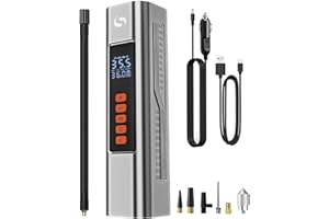 SERVOMASTER Gonfleur Pneus Voiture, 150PSI Compresseur à Air Portatif, Compresseur 12V Accessoire Voiture, Mini Compresseur Pompe A Velo Electrique Avec LumièRe Led Pour Voiture Moto Bicyclette