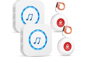 ChunHee Bouton d'appel d'urgence pour Personne âgé/Bracelet Alarme Personne Agee/Téléavertisseur sans Fil/Avertisseur pour Personne âgé/Alarme Maison Récepteur Distance de 500 Pieds (Ensemble D)