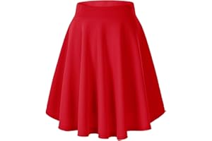 EXCHIC Mujeres Elegante Cintura Elástica A-Línea Midi Falda Base Uniforme Plisada Patinaje Falda