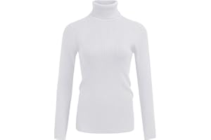 Hotouch Pull Femme Col Roulé Hiver Chaud Chandail Manches Longues Sweater Chic Élégant Tuniques Unies Tricot Fine Coupe Slim Pullover S-XXL