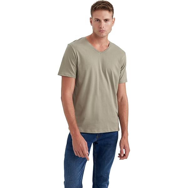DeFacto T-Shirt Uomo Classico In Cotone - Verde - Vestibilità Perfetta Per Ogni Occasione - 3