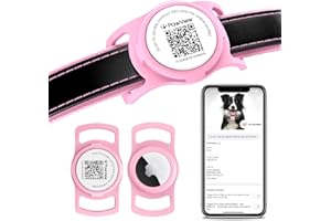 PawView AirTag Dog Collar Holder & Free App. Cat Tracker, Dog Tracker & Smart QR ID for Instant Location to Owner When Scanned, Pet Profile, Contact Info. Cat AirTag Collar & GPS Tracker