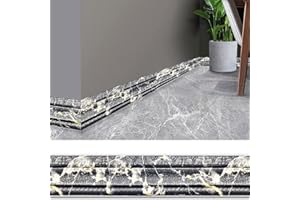 Oniissy Wall Trim Line Skirting Boards 3D Pattern Sticker PE Self Adhesive Waterproof Strip for Kitchen Bathroom Baseboard, TV Background Wall Door Frame(2.3m/Roll)