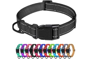 TagME Collier pour Chien, Collier en Nylon Réfléchissant Réglable Classique Convient pour Grands Chiens, Noir, 2.5cm Largeur