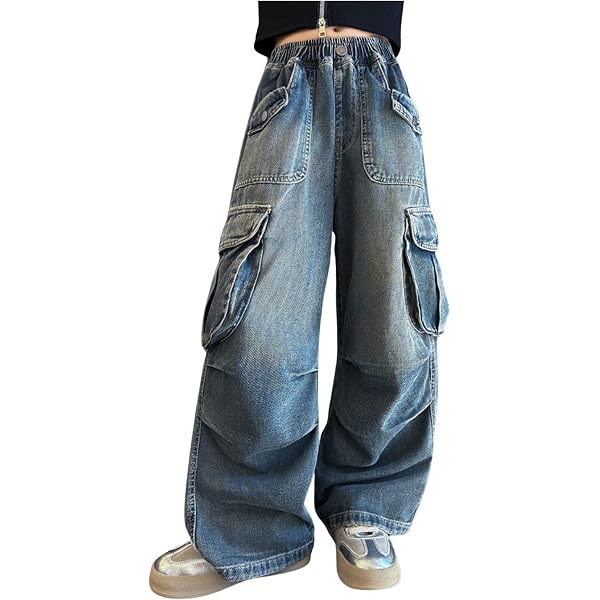 Jeans Cargo Surdimensionnés Baggy Pour Fille - Jambes Larges, Multi-poches, Style Streetwear Rétro Décontracté