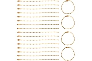 LUENHEGO Ball Bead Chain 20PCS 10cm Metal Ball Chains with Connectors for DIY Crafts, Hanging Ornaments, Tags, Keychain, Jewellery Making, 2.4mm of Beads’ Diameter, Gold