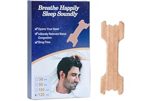 Qingning 120pcs Bandelettes Nasales Anti-Ronflement, Nasal Strips Patchs Nasaux Contre Ronflement, Bandes Nasales Sans Médicament pour Meilleure Respiration Soulage Congestion Nasale, Taille L 66*19mm