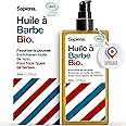 Sapiens Barbershop Huile de Ricin Barbe BIO 50ml - Fabriquée en France Certifiée Cosmos Organic - Soin Barbe Homme - Hydrate 