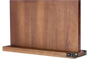 ENOKING Grand Ceppo Coltelli da Cucina Vuoto, Porta Coltelli Cucina Doppio Lato Magnetico, Ceppo Coltelli Vuoto con Affilacoltelli, Premium Portacoltelli da Cucina Magnetico Senza Coltelli - Acacia