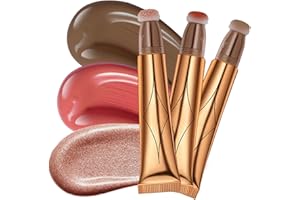 ‎OFANYIA Ofanyia 3Pcs Blush Contour Highlighter Zauberstab, Flüssiger Glitter Face Highlighter Stick mit Cushion Applikator, Cruelty-free Silky Smooth Shimmer Highlighter Beauty Wand for Face Cheekbone Glow