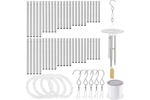 Swpeet Kit di 60 campanelli a vento con filo da 91,4 m e ganci girevoli
