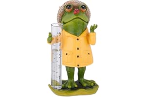 Relaxdays Pluviomètre Grenouille Jardin, résistant intempéries, Mesure précipitations, HxLxP : 19x10,5x8 cm, Multicolore