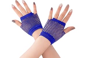 HD Novelty Fingerless Fishnet Gloves for Women & Girls | Stretchy Black Mesh 80s Retro Vintage Gloves | Dance, Disco, Diva Costume Party Accessories