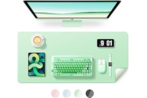 ‎BUBM Multifunktionales Office Mauspad,BUBM 80 * 40CM wasserdichte Schreibtischunterlage aus PU-Leder,Ultradünnes Mousepad,rutschfeste Schreibtischmatte, für Büro und Zuhause-Green