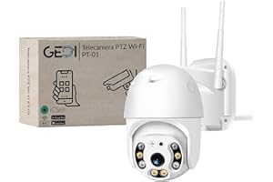 GeDi - Telecamera Wi-Fi PTZ Dome 1080p 4 LED IR e 4 LED Array Per Videosorveglianza di Sicurezza Esterna Con APP ICSee Rilevamento Movimento Allarme PT-01 Con Slot Memoria SD