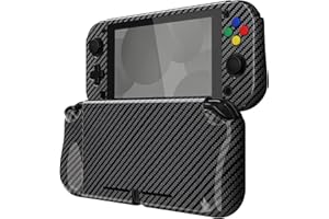 playvital ZealProtect Protective Case for Nintendo Switch Lite, Hard Shell Ergonomic Grip Cover for Switch Lite w/Screen Protector & Thumb Grip Caps & Button Caps - Graphite Carbon Fiber