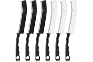 HUOBERR Spaltreinigungsbürste,6 Stücke Fugenbürste Hartborsten-Eckenreinigungsbürste,Schmalen Reinigungsbürste,Aluminiumkopf Fugenreinigungsbürste für Tiefenreinigung von Fenstern, Badezimmern, Küchenspülen
